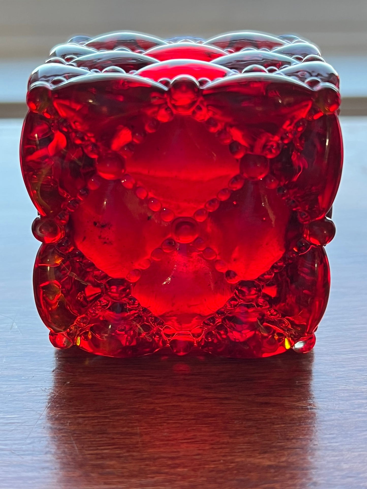 Vintage Fenton Amberina Amber Glass Votive Holder Mid Century Modern Glows with Cadmium Lover Antiques and Vintage