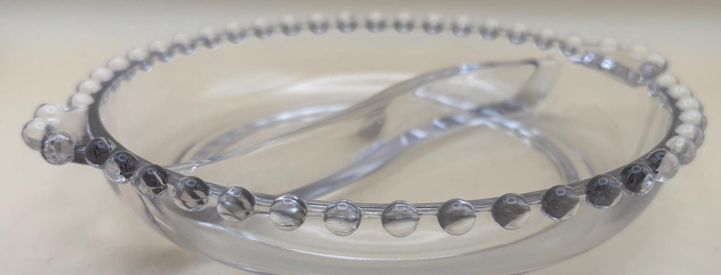 Antique Candlewick Beaded Divided 2 Part Relish Glass Bowl Divided Glass Dish Lover Antiques and Vintage