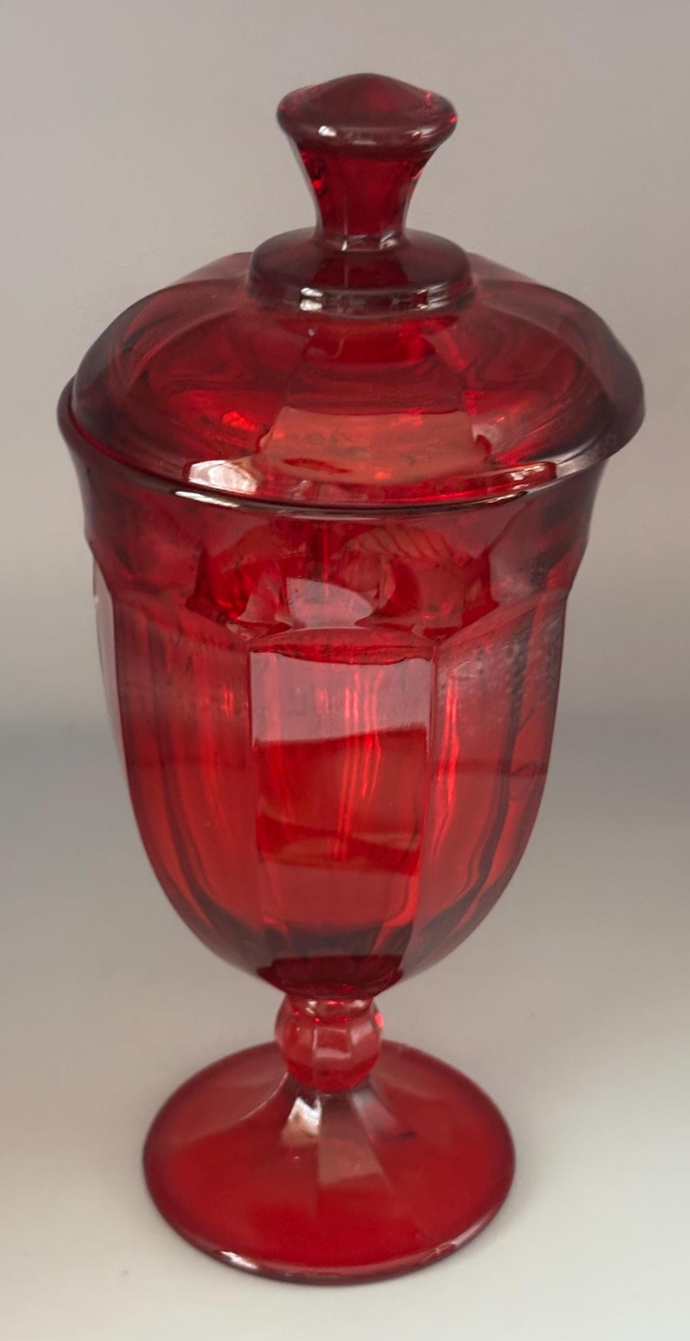 Viking Glass Ruby Red 40th Anniversary Glass Covered Candy Dish Lover Antiques and Vintage