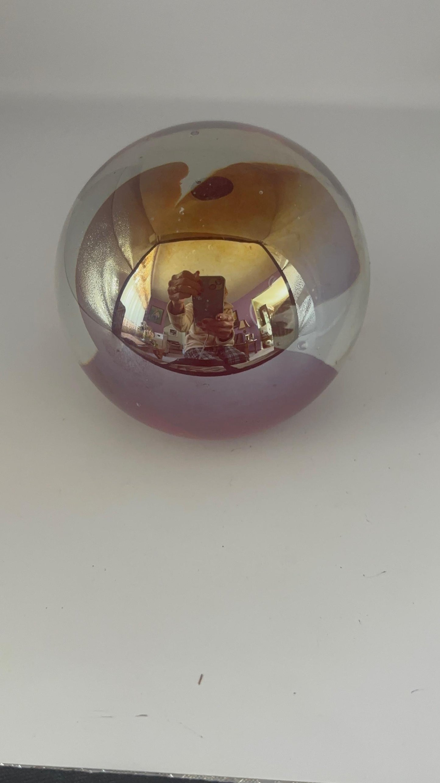 Vintage Barbini Murano Style Bubble Glass Paperweight 1970s Italian Art Glass Purple Blue
