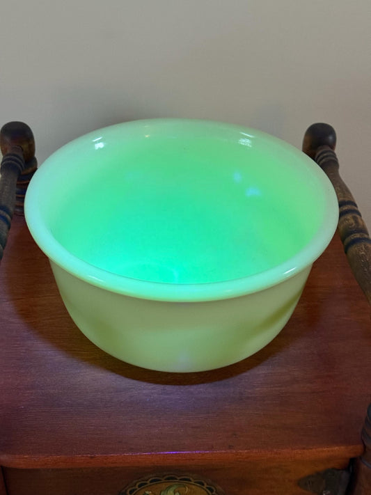 Vintage Uranium Glass Bowl Made by Hamilton Beach Large Glass Bowl That Glows! Lover Antiques and Vintage