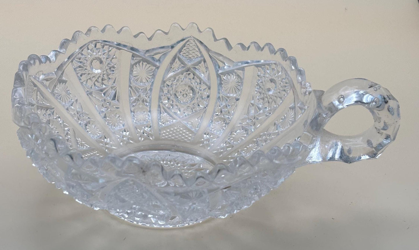 Antique American Brilliant Crystal Cut Wide Nut or Candy Dish Serving Tray Lover Antiques and Vintage