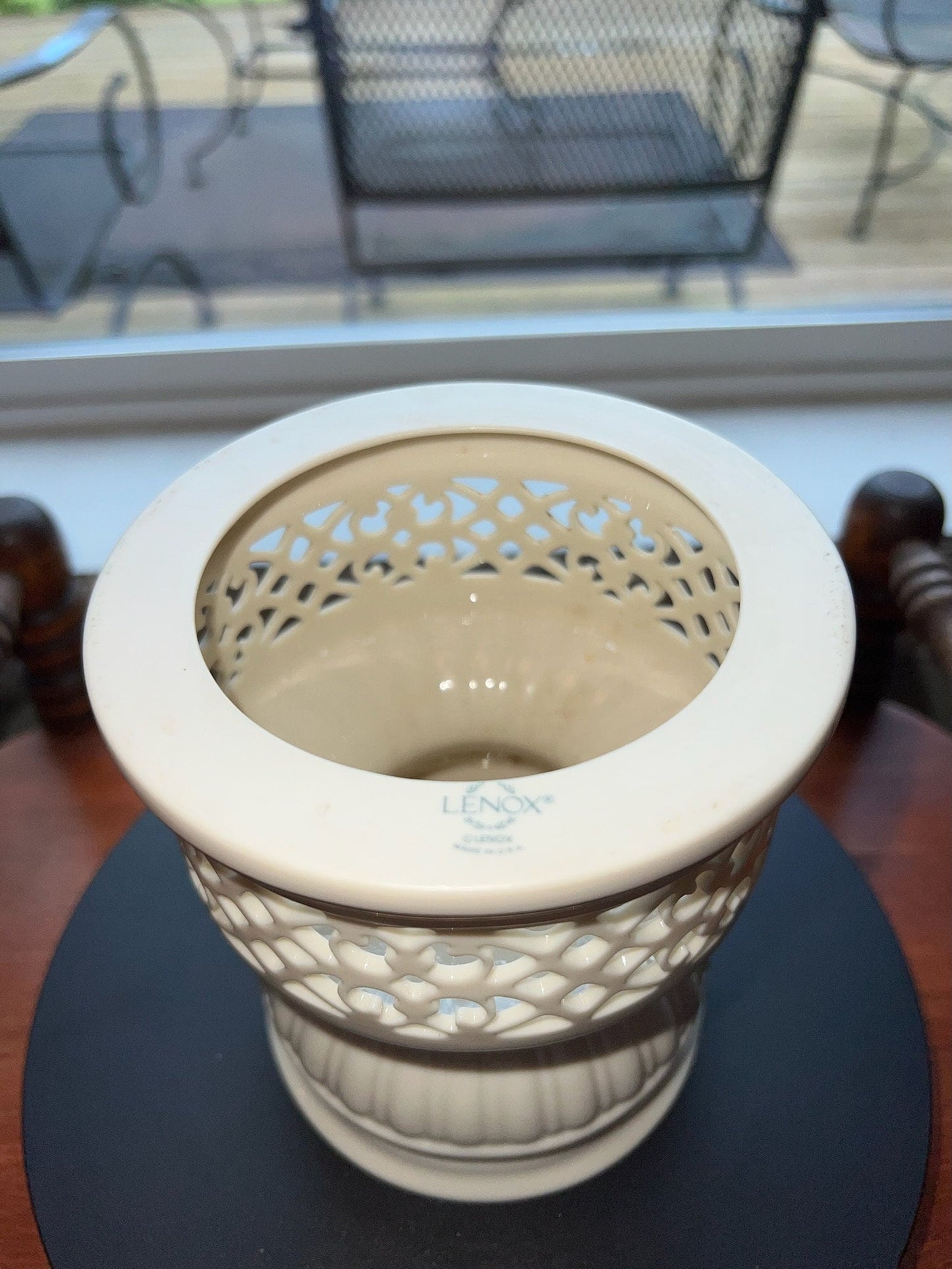 Vintage Lenox Illuminations Collection Pillar Ivory Candleholder Gold Gild Lover Antiques and Vintage