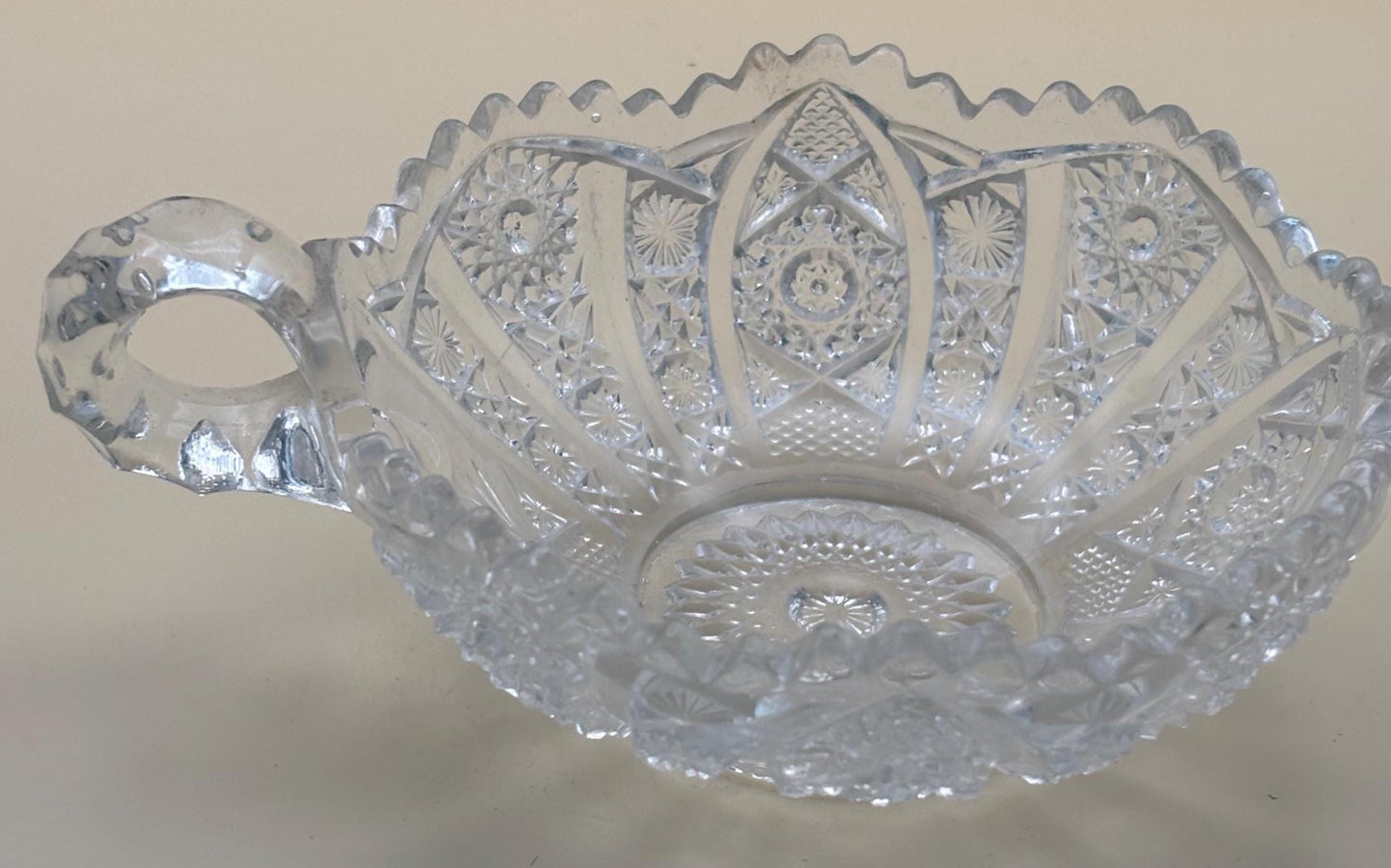Antique American Brilliant Crystal Cut Wide Nut or Candy Dish Serving Tray Lover Antiques and Vintage
