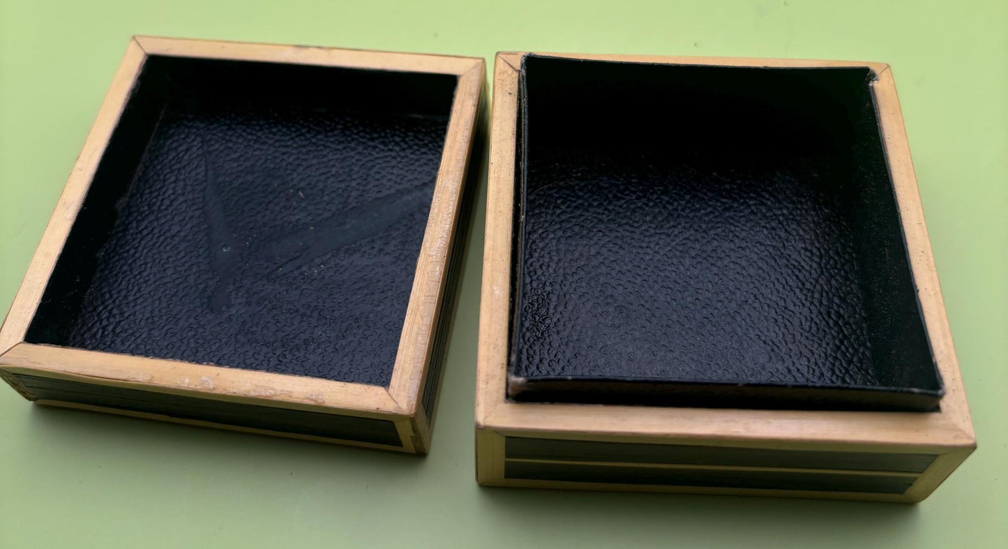Vintage Wood with Marquetry Inlay Jewelry Box Trinket Box Lover Antiques and Vintage