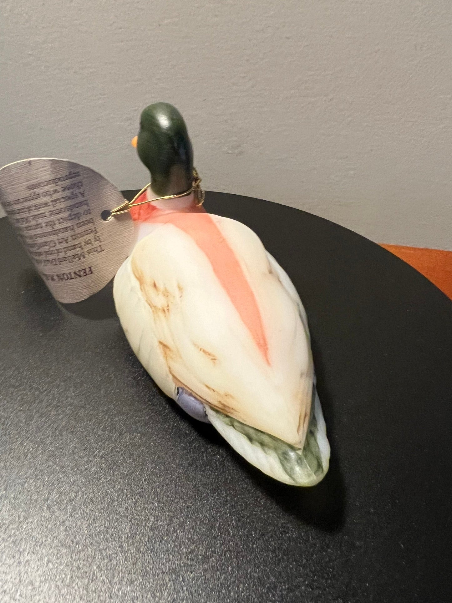 Rare Fenton Drake Mallard Figurine, Natural Animals Series Opal Satin, 5147-NM, Signed Pam D