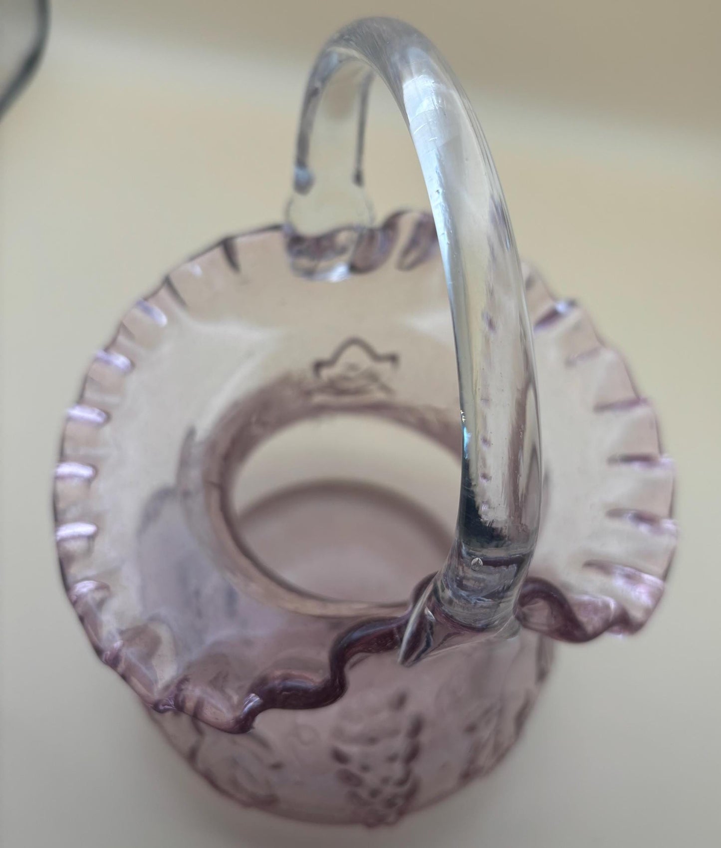 Vintage Fenton Light Pink Glass Basket with Handle Lover Antiques and Vintage