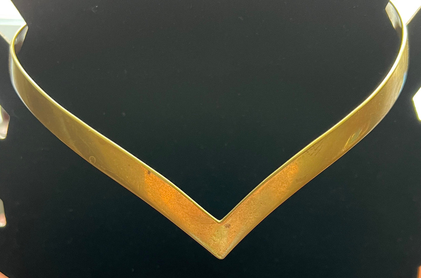Vintage brass choker necklace hand wrought in New Mexico Solid Brass handwrought