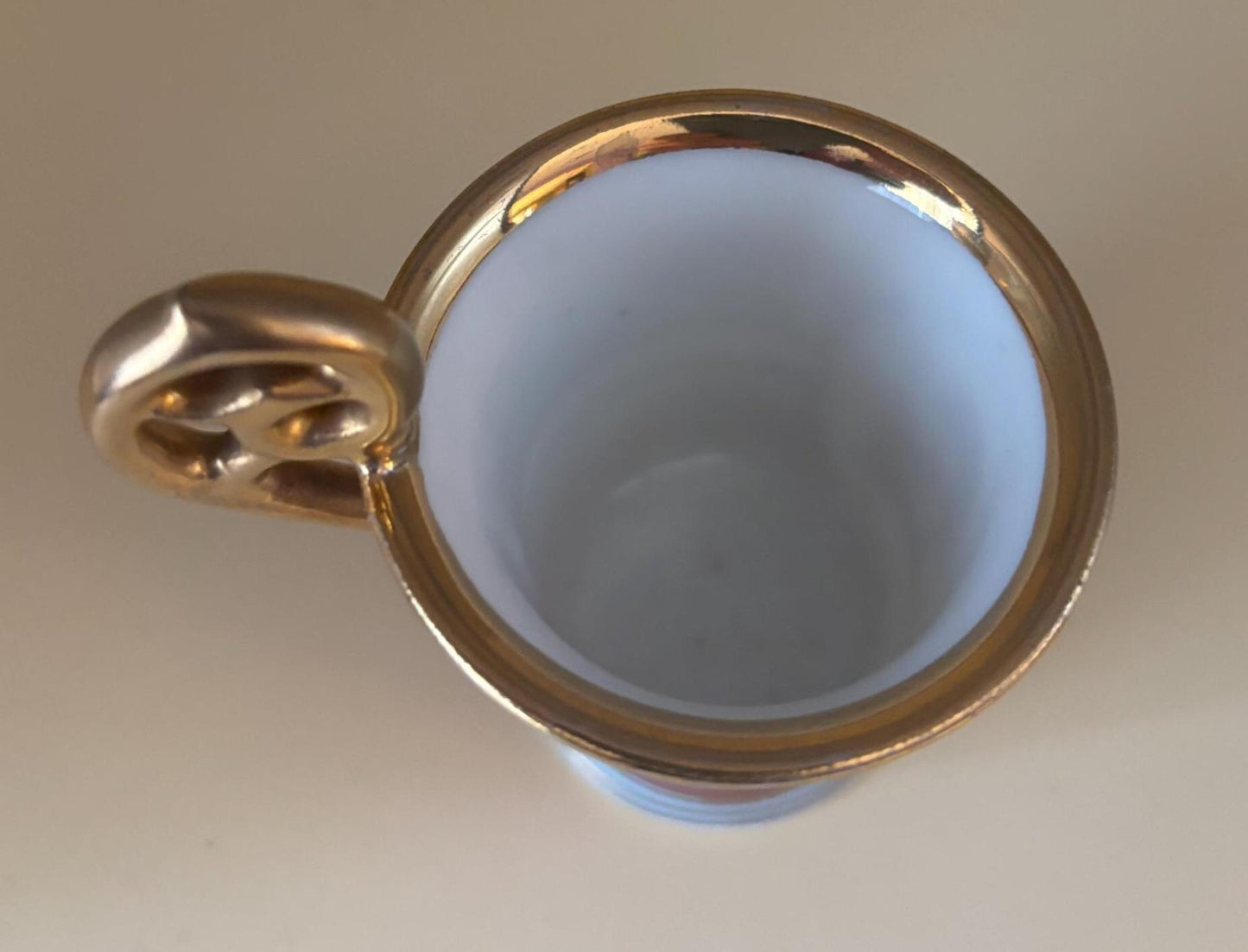 Antique French Napoleon Portrait Porcelain Cup, Demitasse Chocolate Fancy Mug, Ornate Gilded Handle