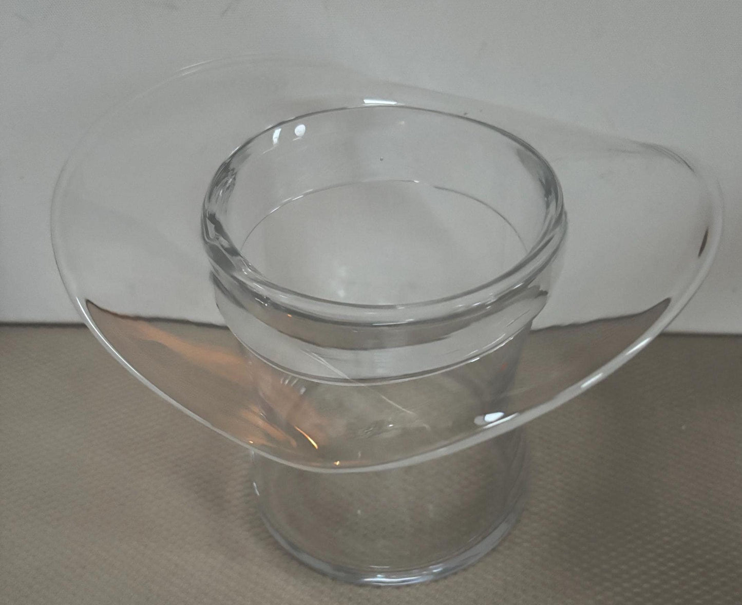 Vintage Hand Blown Clear Glass Hat Vase - Lover Antiques