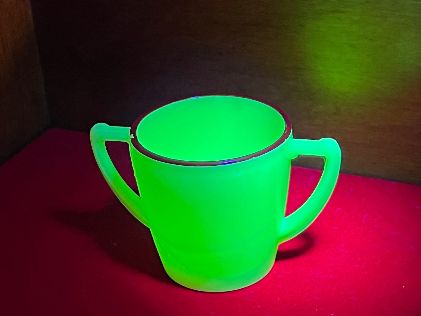 Vintage McKee Uranium Glass Creamer: Laurel Red Trim Tea Set