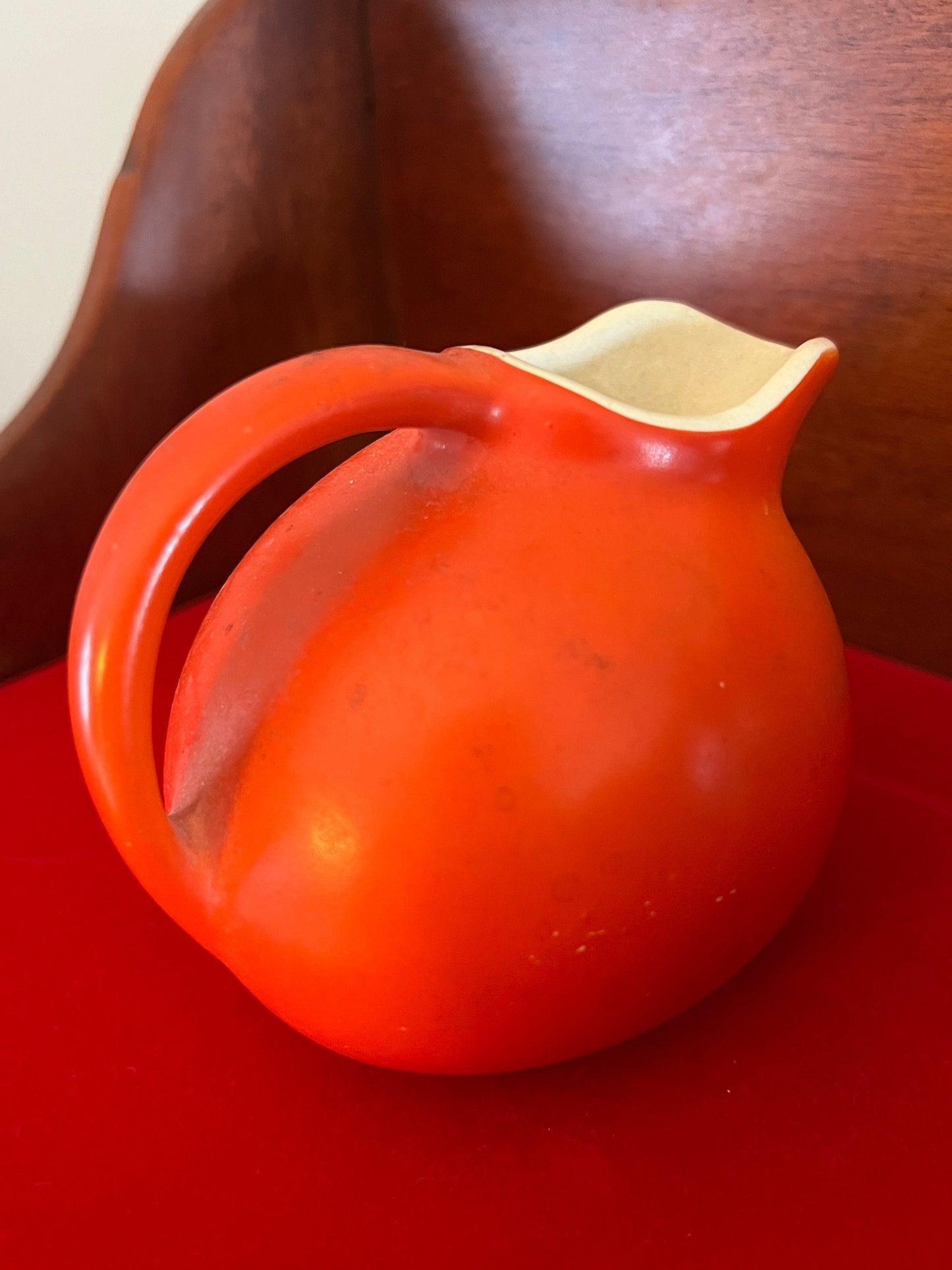 Vintage Cameron Clay Miniature Orange Pitcher - 5"