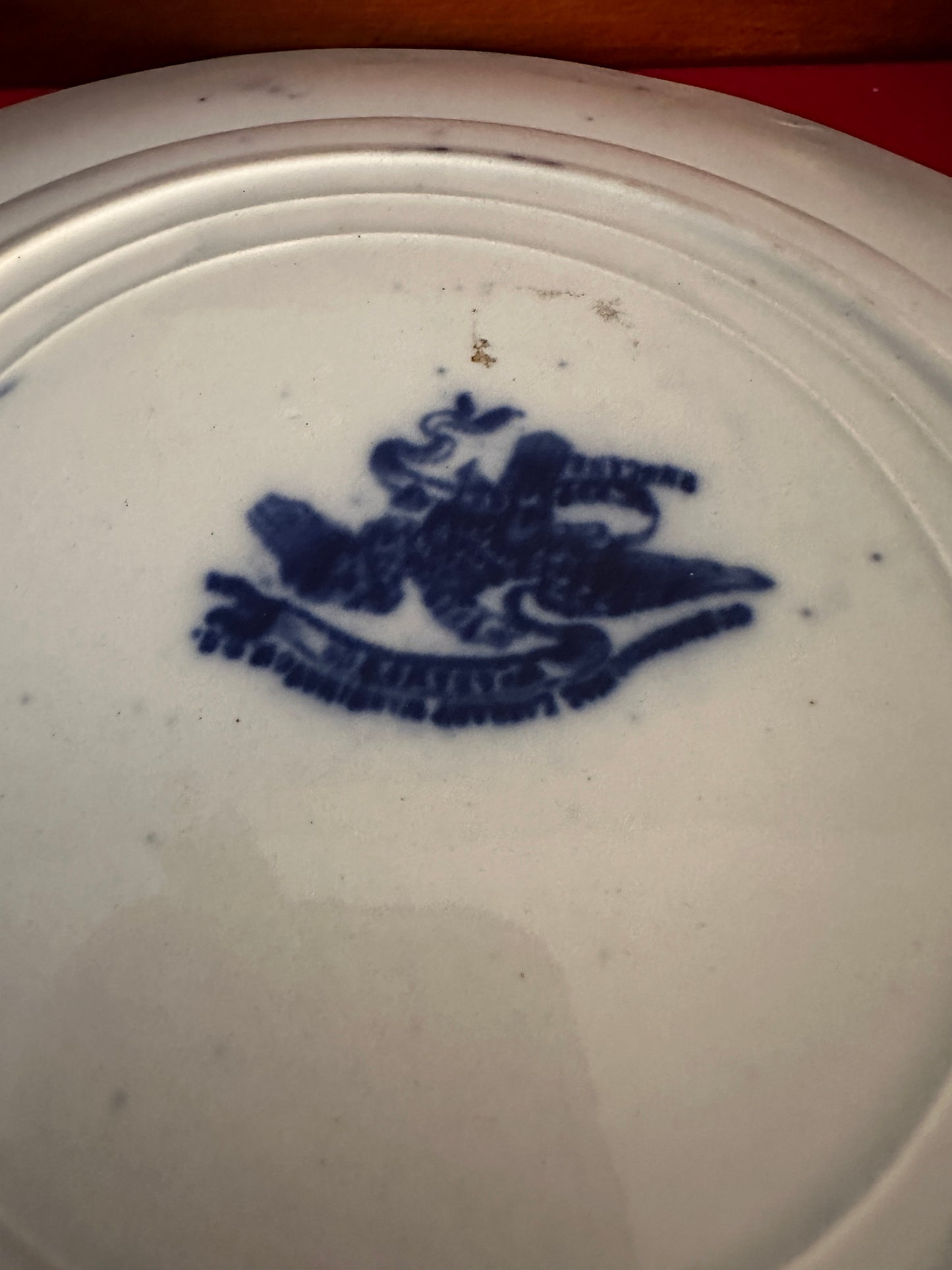 Vintage Flow Blue Plate: WM Adams Congressional Library, England