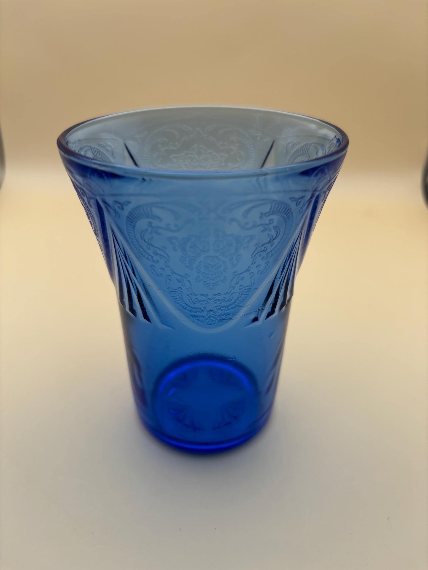 Vintage Cobalt Blue Lace Glass Tumbler Lover Antiques and Vintage