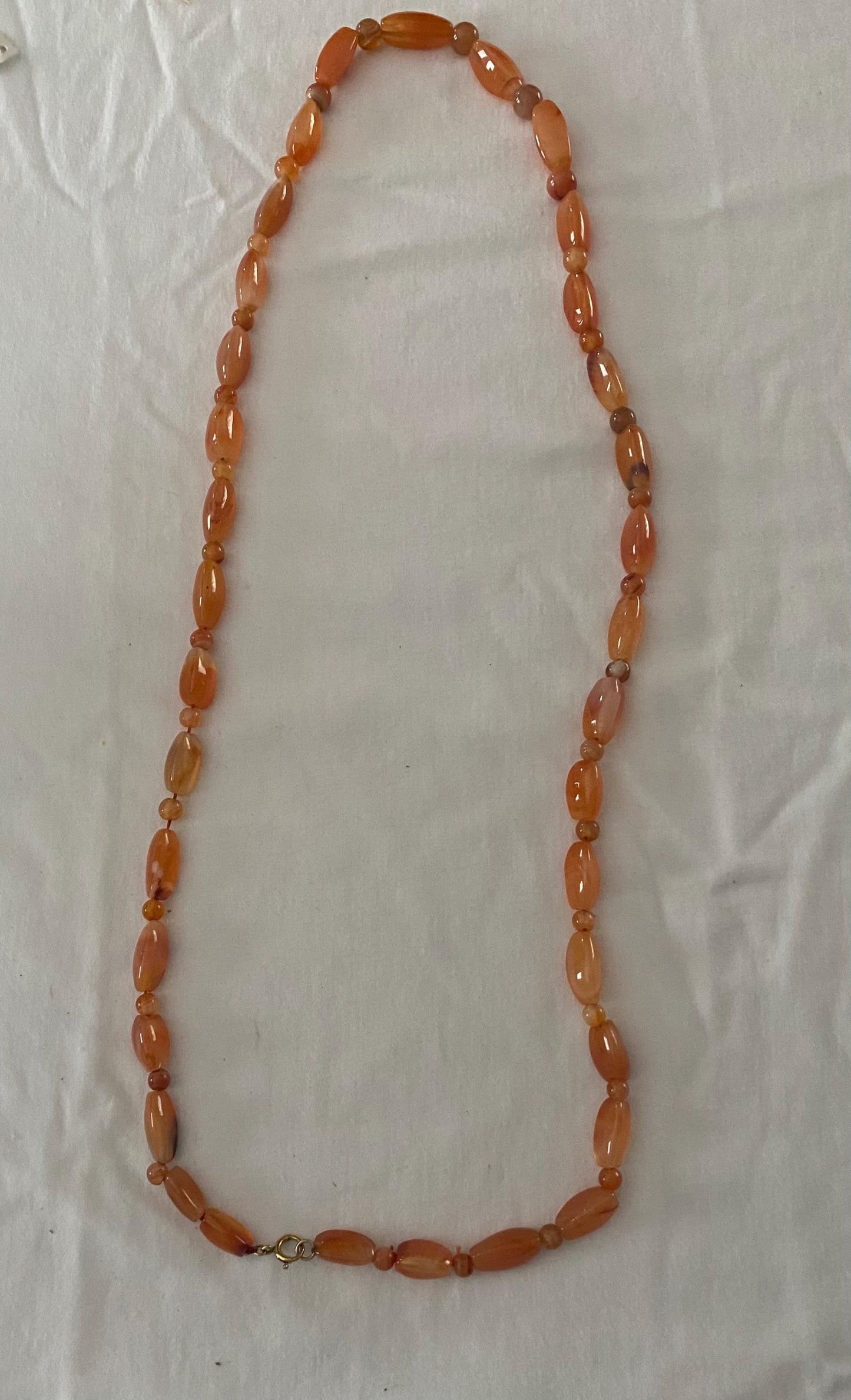 Carnelian Beaded Stone Necklace Orange Jewelry Unique Gift Opportunity Lover Antiques and Vintage
