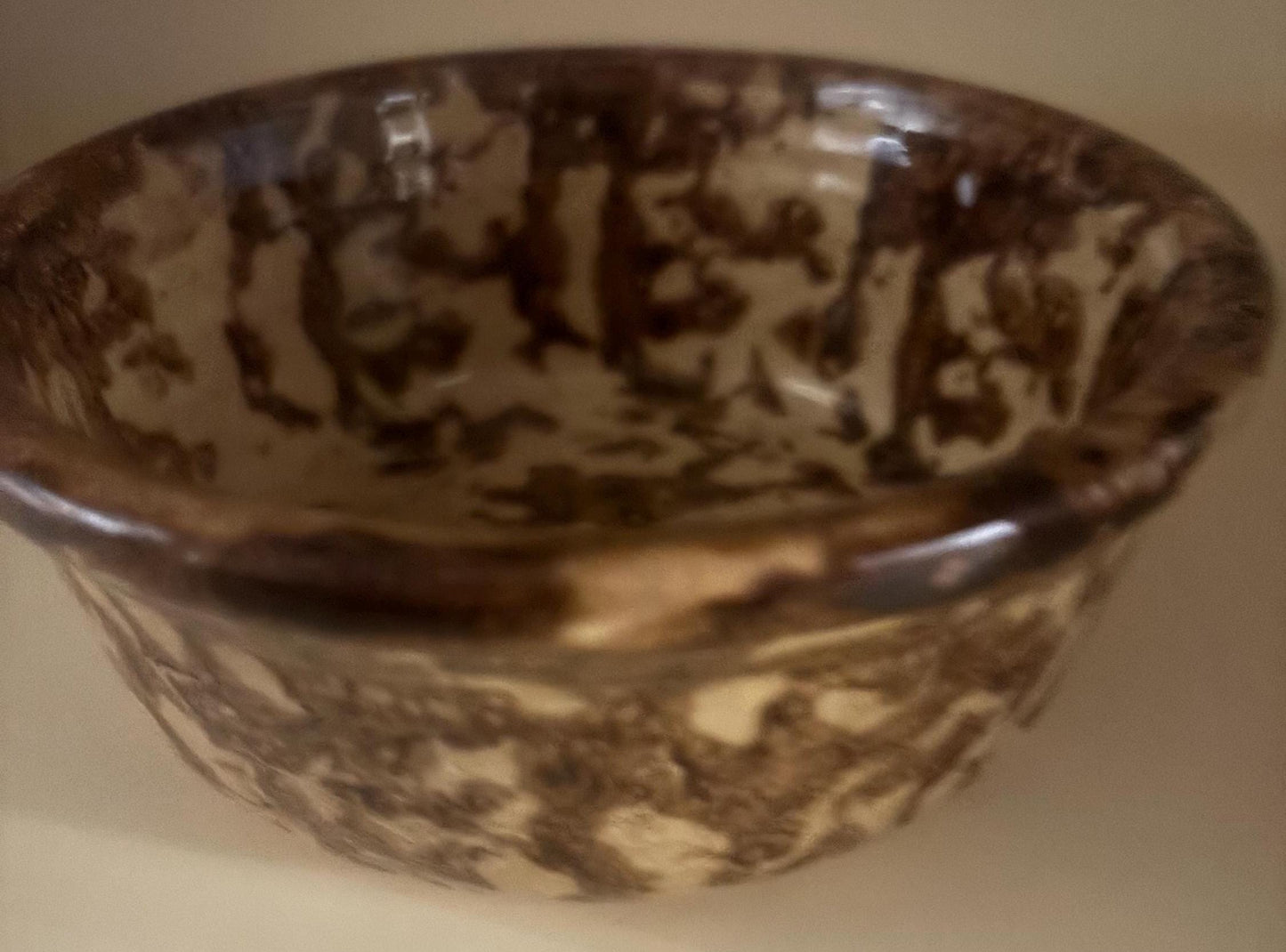 Vintage Stoneware Brown Bowl Spongeware Pottery Bowl Art Lover Antiques and Vintage