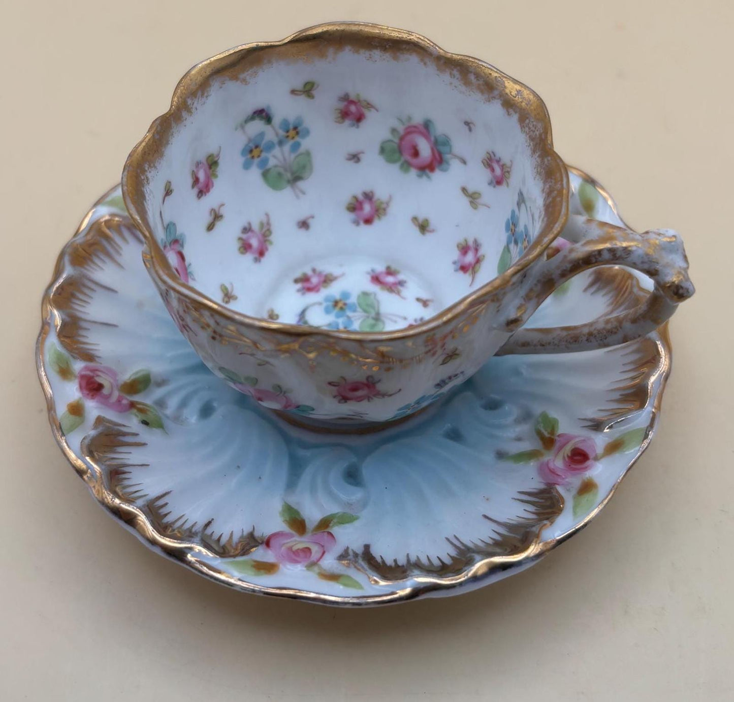 Vintage Demi Cup and Saucer Hand Painted Lover Antiques and Vintage