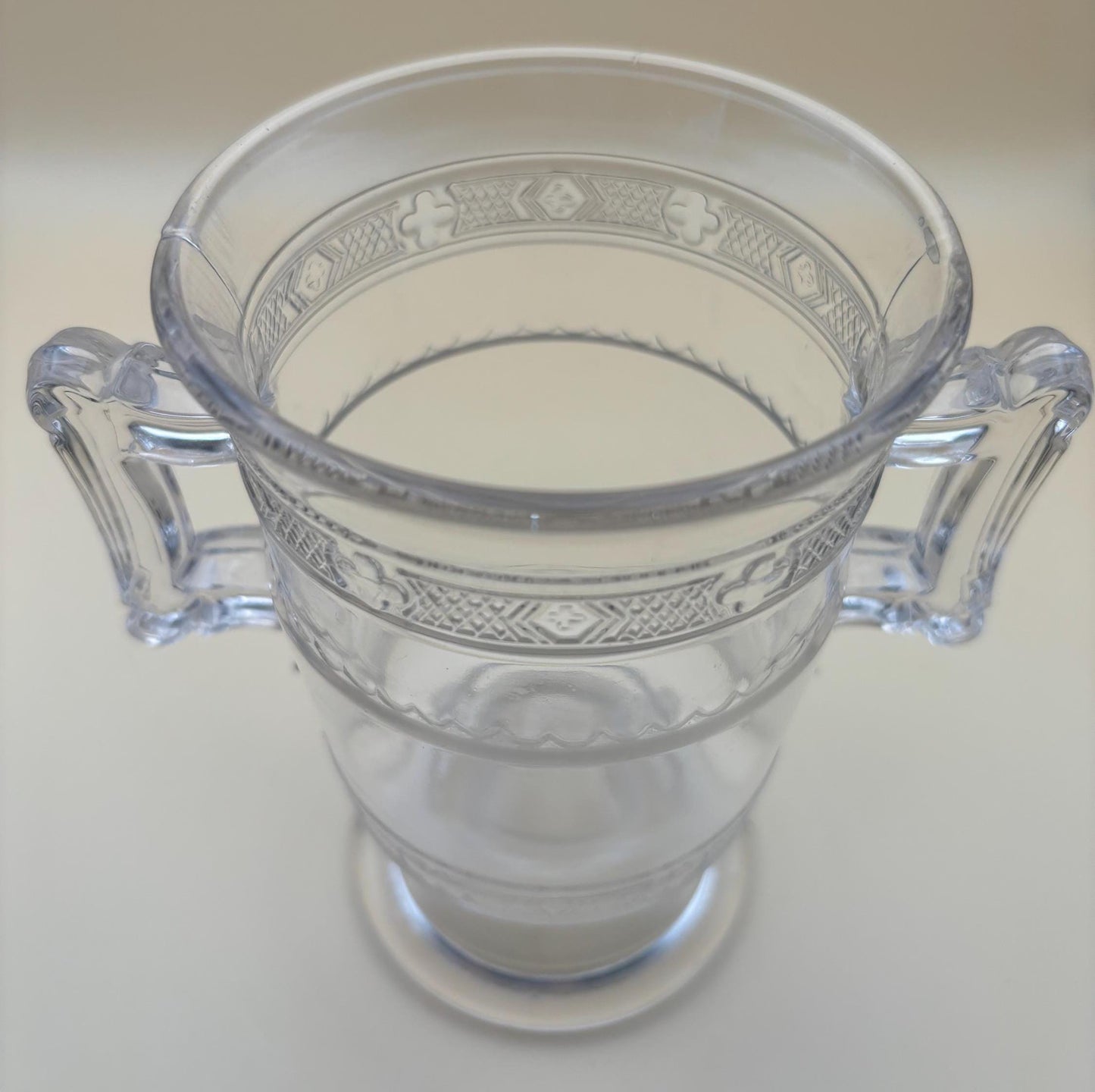 Antique EAPG Pressed Glass Cross Bands Trophy Glass Spooner or Spill Circa 1800’s Lover Antiques and Vintage