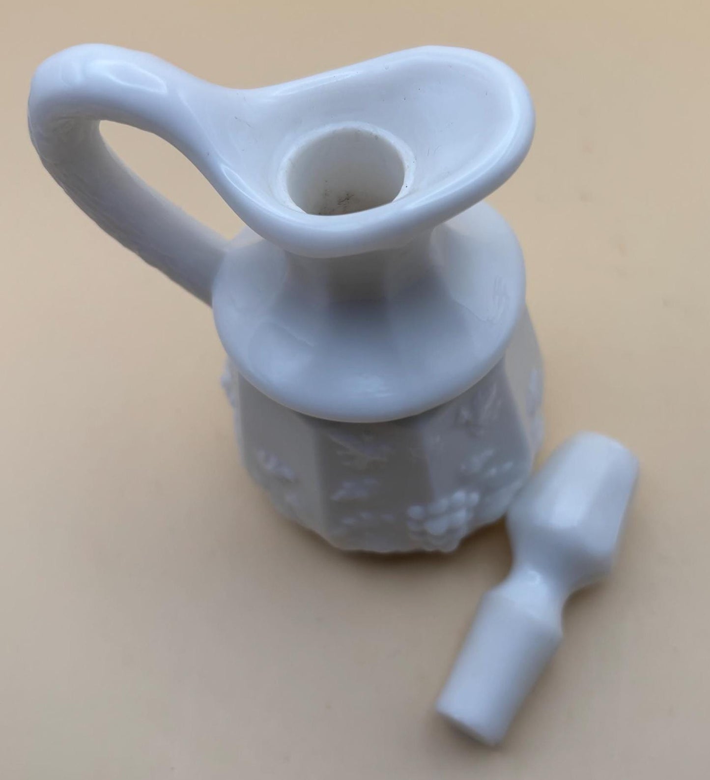 Vintage Milk Glass Cruet with Stopper Westmoreland Paneled Grape Design Lover Antiques and Vintage
