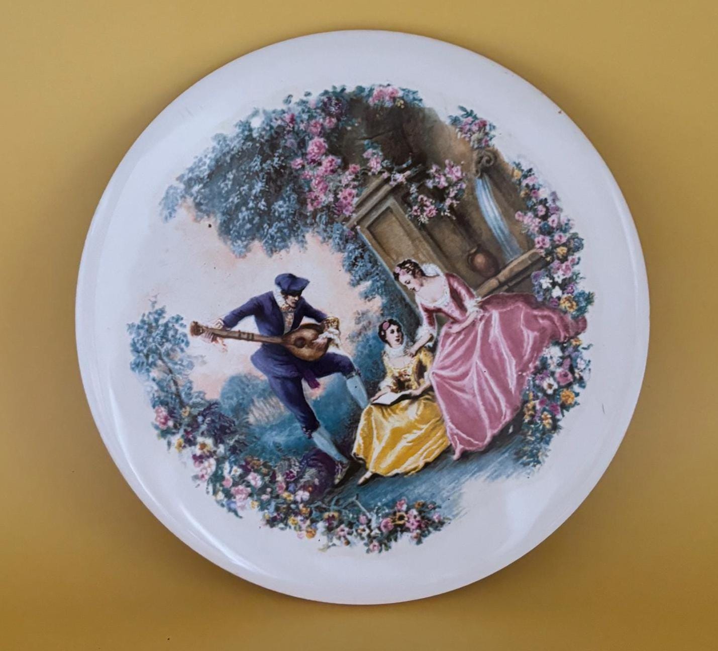 Vintage H & R Johnson England Porcelain Trivet or Wall Hanging Lover Antiques and Vintage