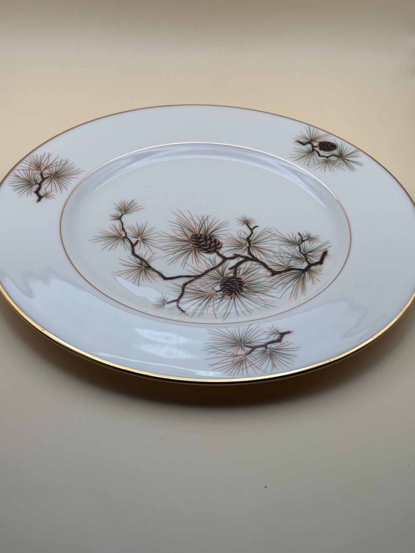 Vintage Lenox Pine Salad Plate, Bone China, Pine Cones and Needles, Lover Antiques and Vintage