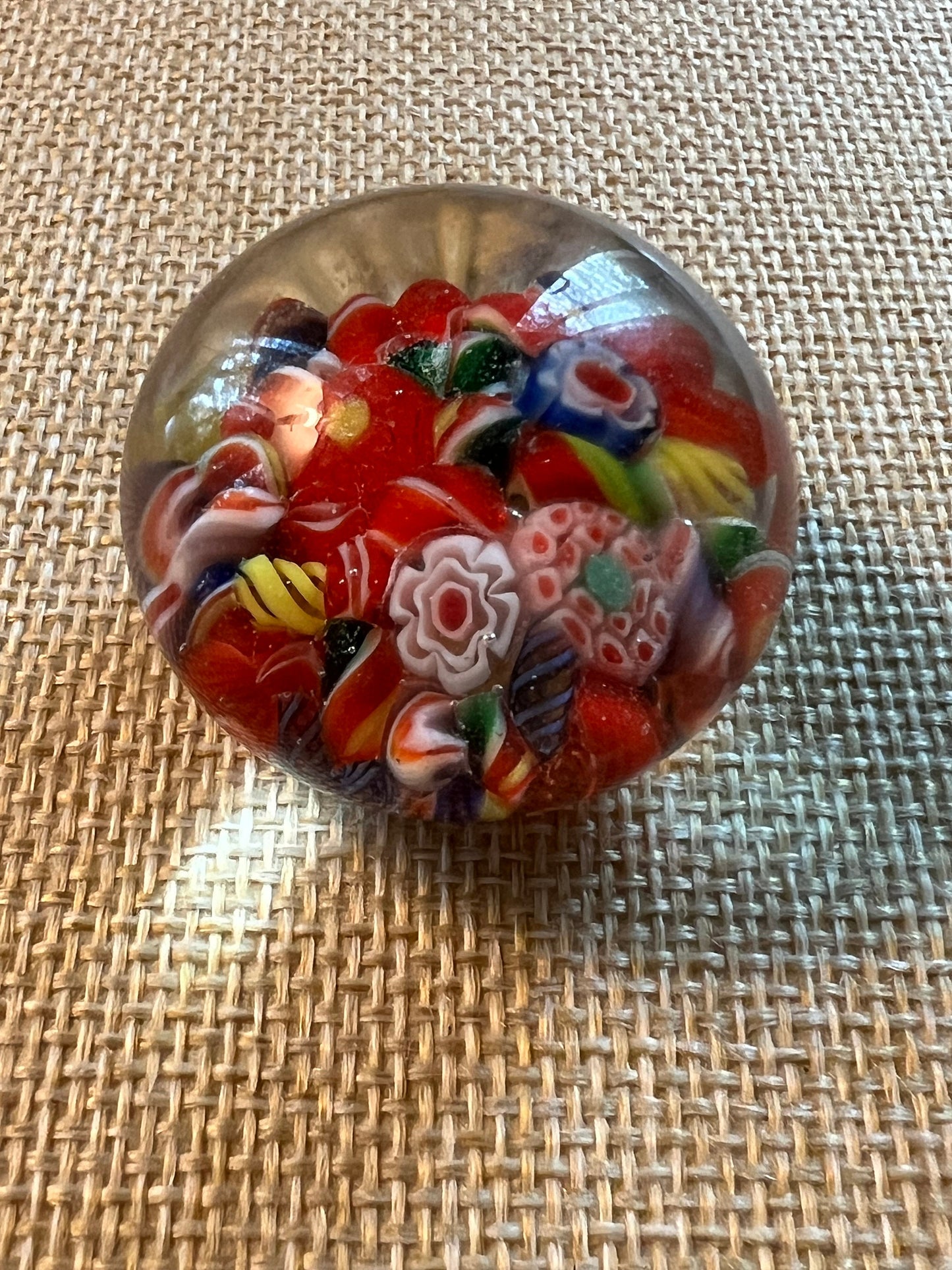 Vintage Murano Style Millefiori Art Glass Paperweight