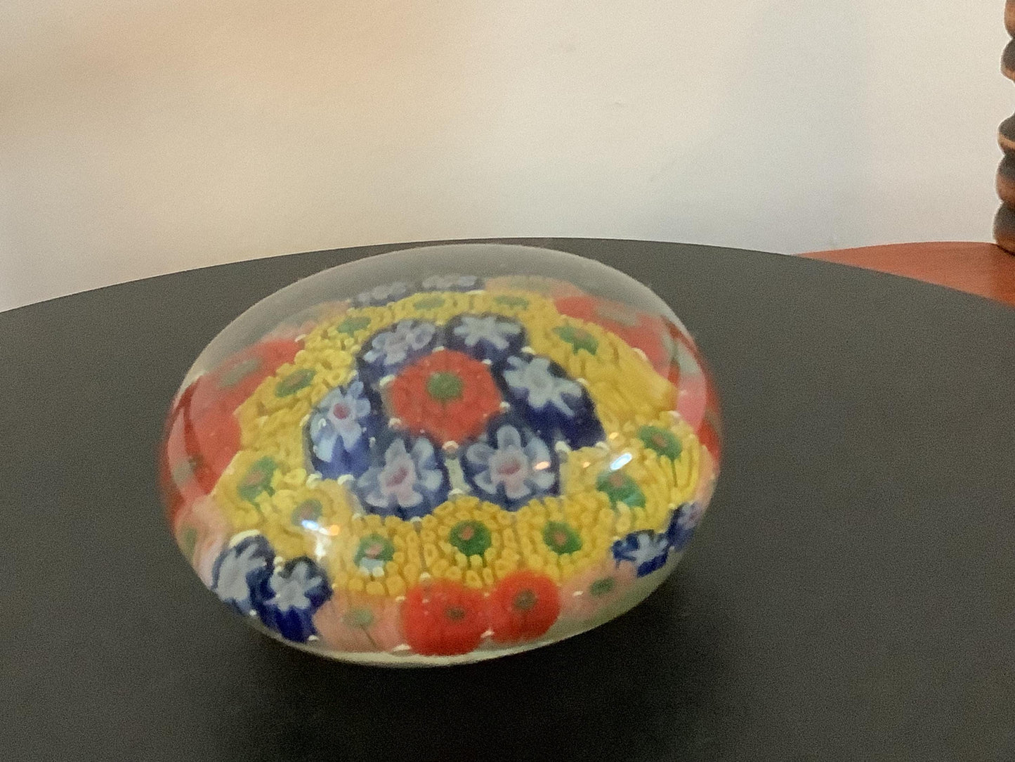 Vintage Millefiori Glass Paperweight: Floral Starburst Art