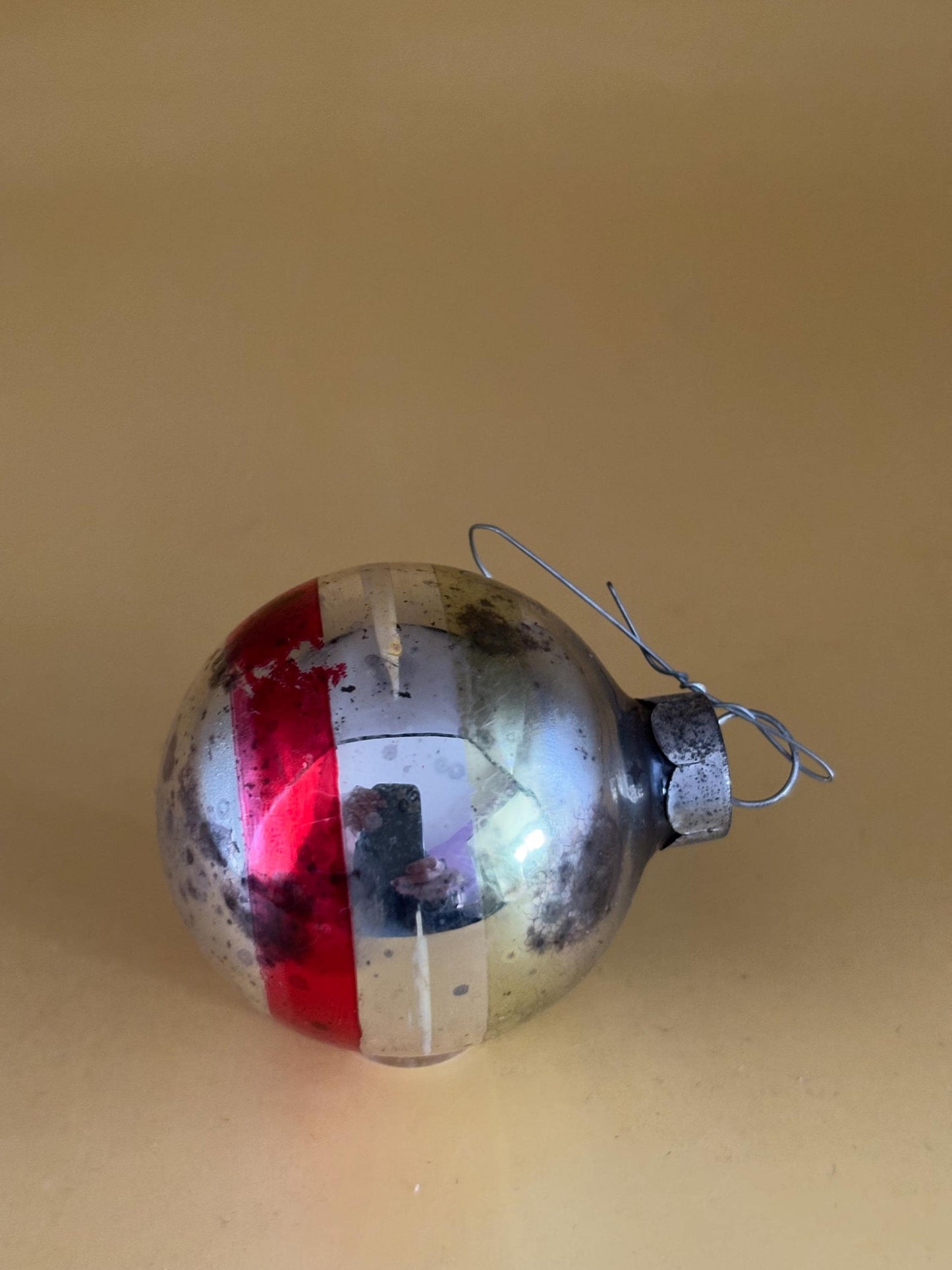 Shiny Brite Striped Ball Ornament Circle Circa 1940’s Lover Antiques and Vintage