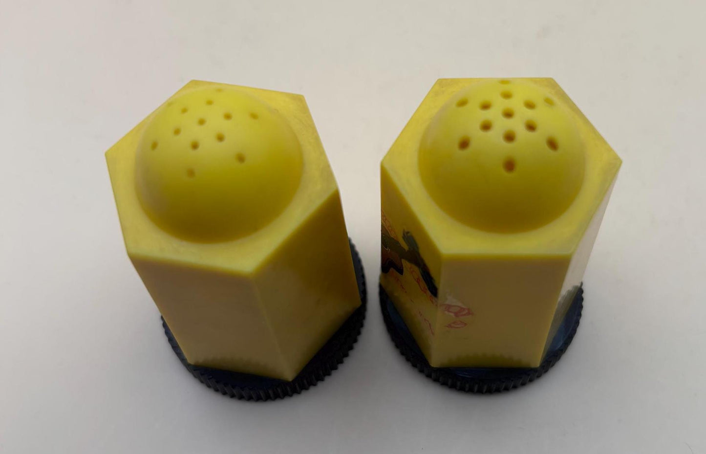 Vintage Mid Century Retro Yellow Salt & Pepper Shakers with Guitar Design Lover Antiques and Vintage