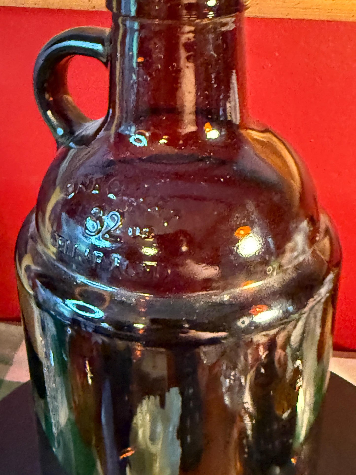 Vintage Amber Glass Growler Jug with Handle 32 oz Brown Beer Bottle Collectible