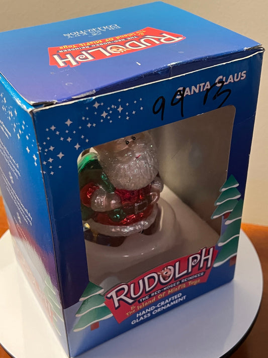 Vintage Santa Claus Ornament Rudolph The Red Nosed Reindeer by Brass Key Collection Made in USA Ornaments Rankin Bass Lover Antiques