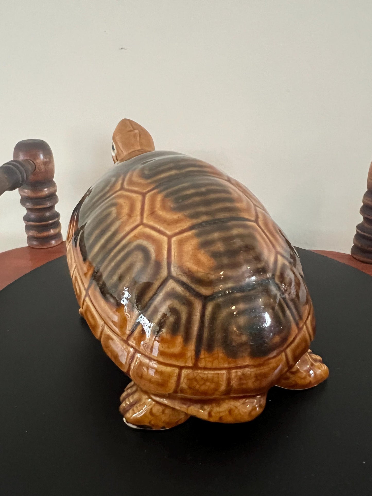 Vintage Brown Ceramic Turtle Figurine - Made in Japan