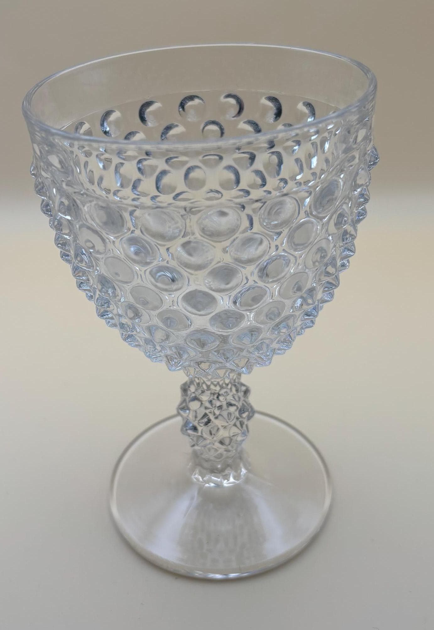 Vintage Duncan & Miller Hobnail Glass Water Goblet with Pedestal