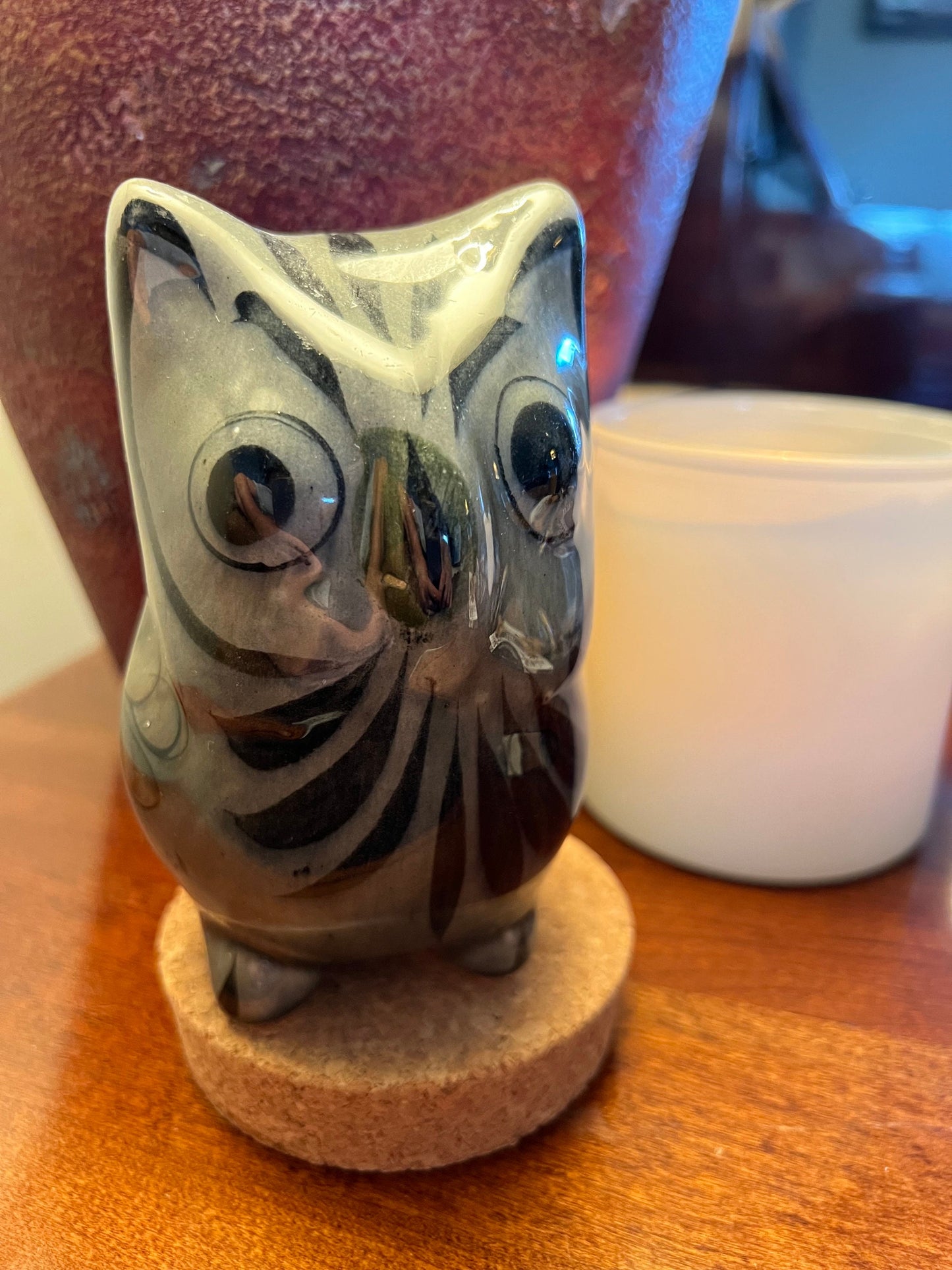 Vintage Tonala Pottery Owl - El Palomar Ken Edwards - Mexican Folk Art