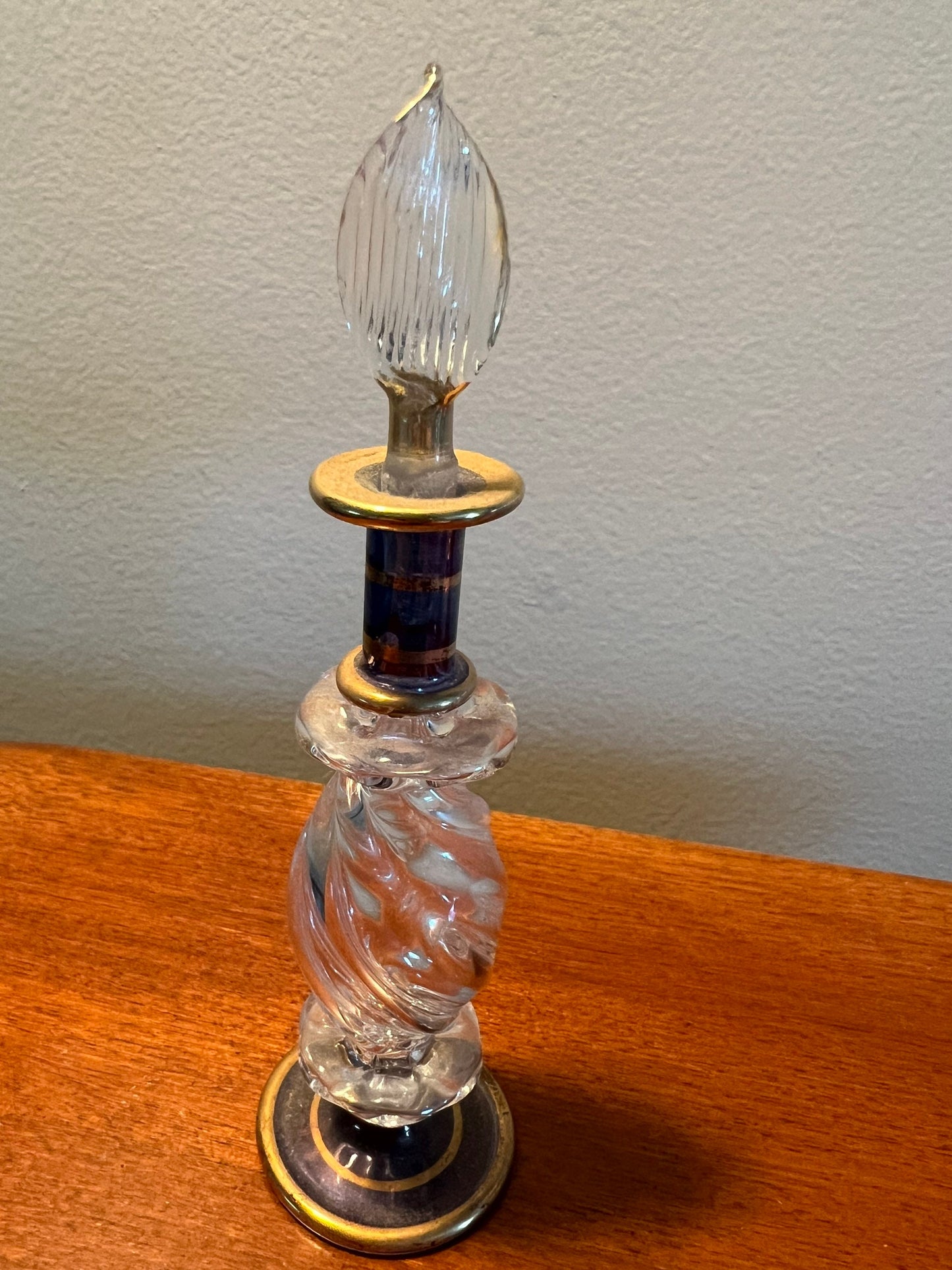 Vintage Gold Lined Glass Perfume Bottle Collection - Set of 6