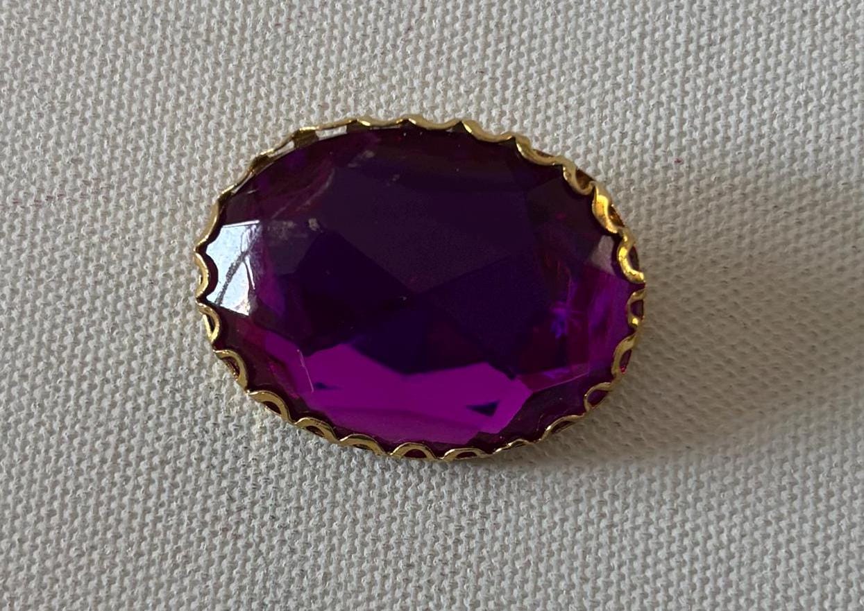 Vintage Amethyst and Gold Brooch Pin Lover Antiques and Vintage