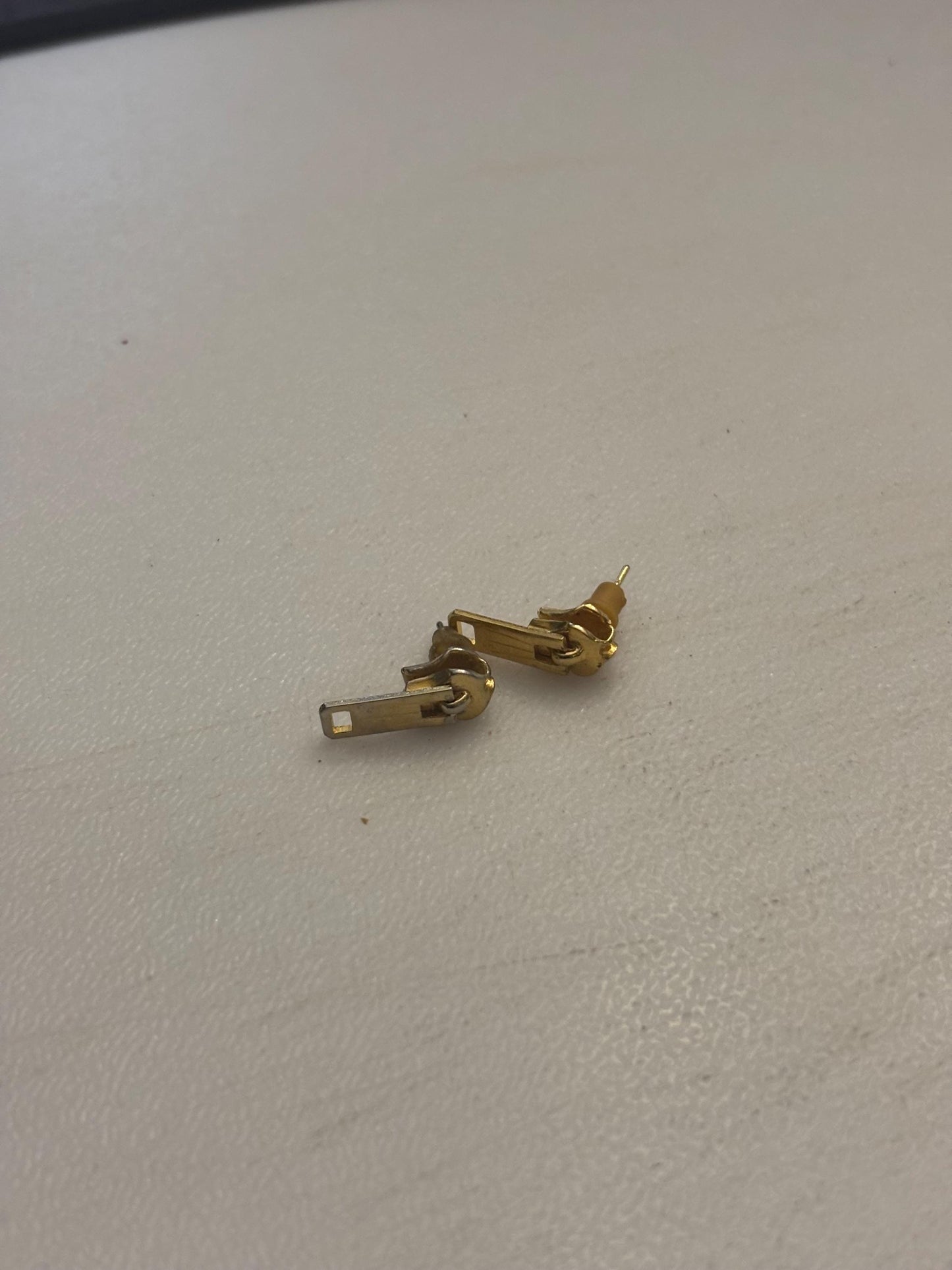 Gold Zipper Earrings, Lover Antiques and Vintage