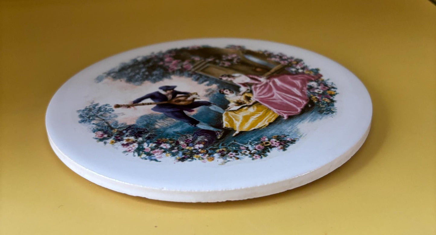 Vintage H & R Johnson England Porcelain Trivet or Wall Hanging Lover Antiques and Vintage