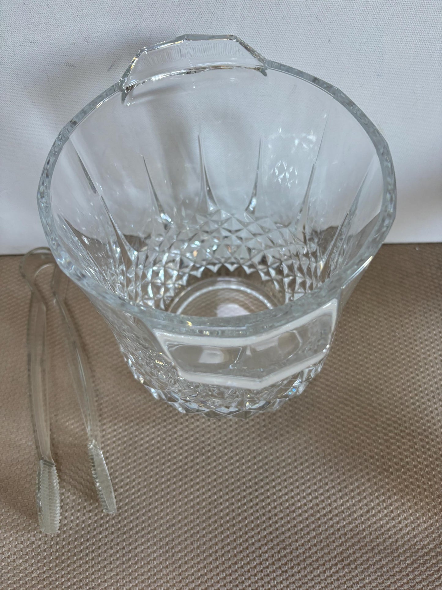 Vintage Crystal Ice Bucket with Tongs Included Crystal Cut Glass Art Lover Antiques and Vintage