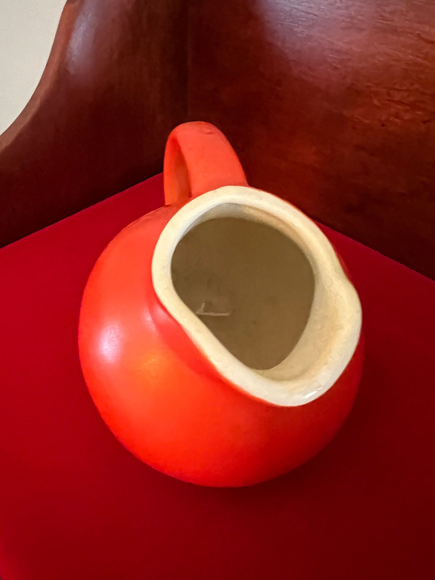Vintage Cameron Clay Miniature Orange Pitcher - 5"