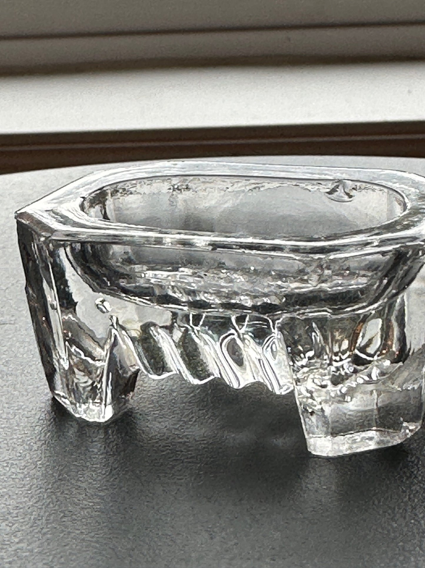 Vintage Clear Cut Glass Footed Dish: Rectangular Toothpick Holder