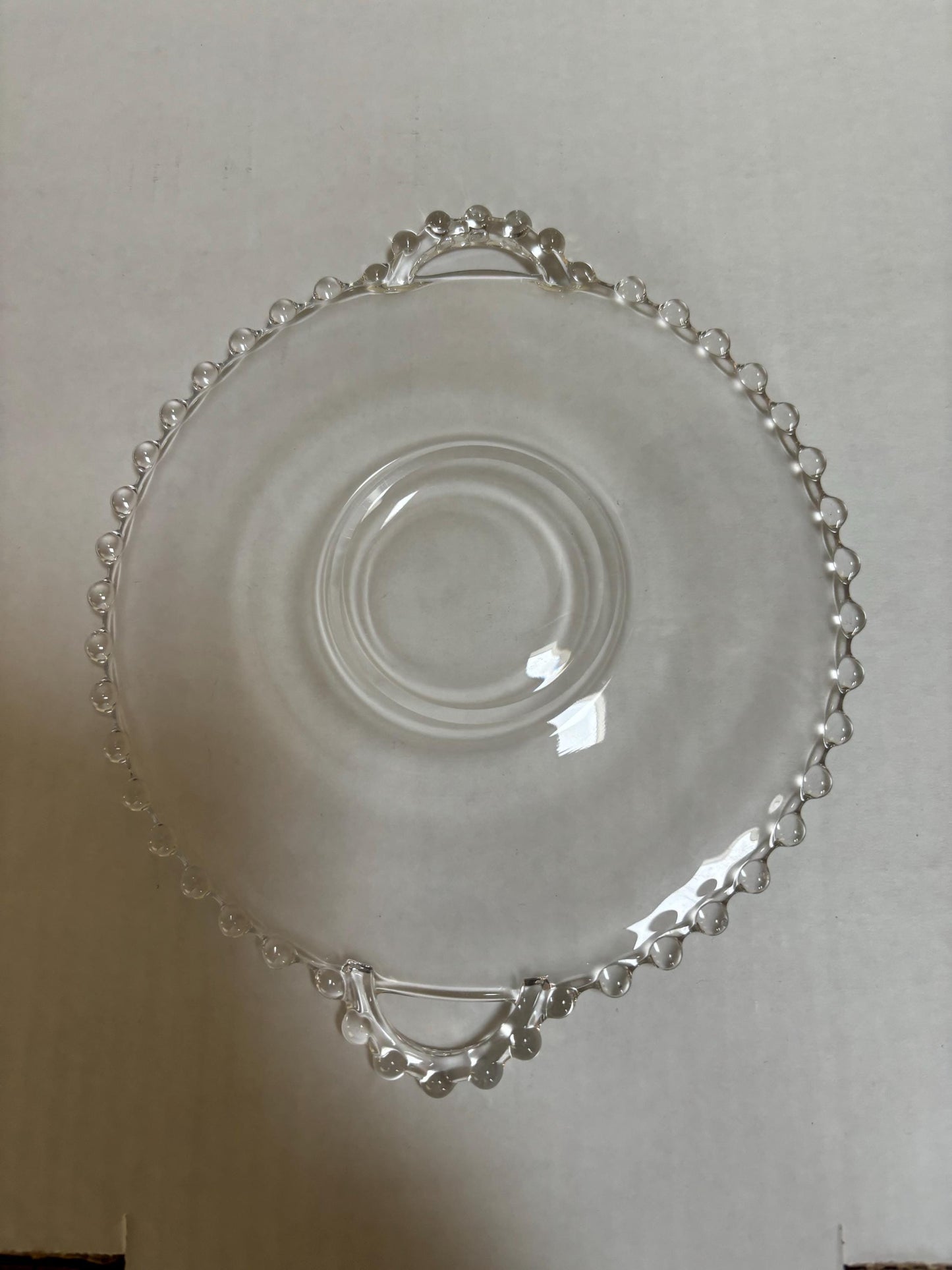 Antique Imperial Beaded Glass Candlewick Plate Platter Lover Antiques and Vintage