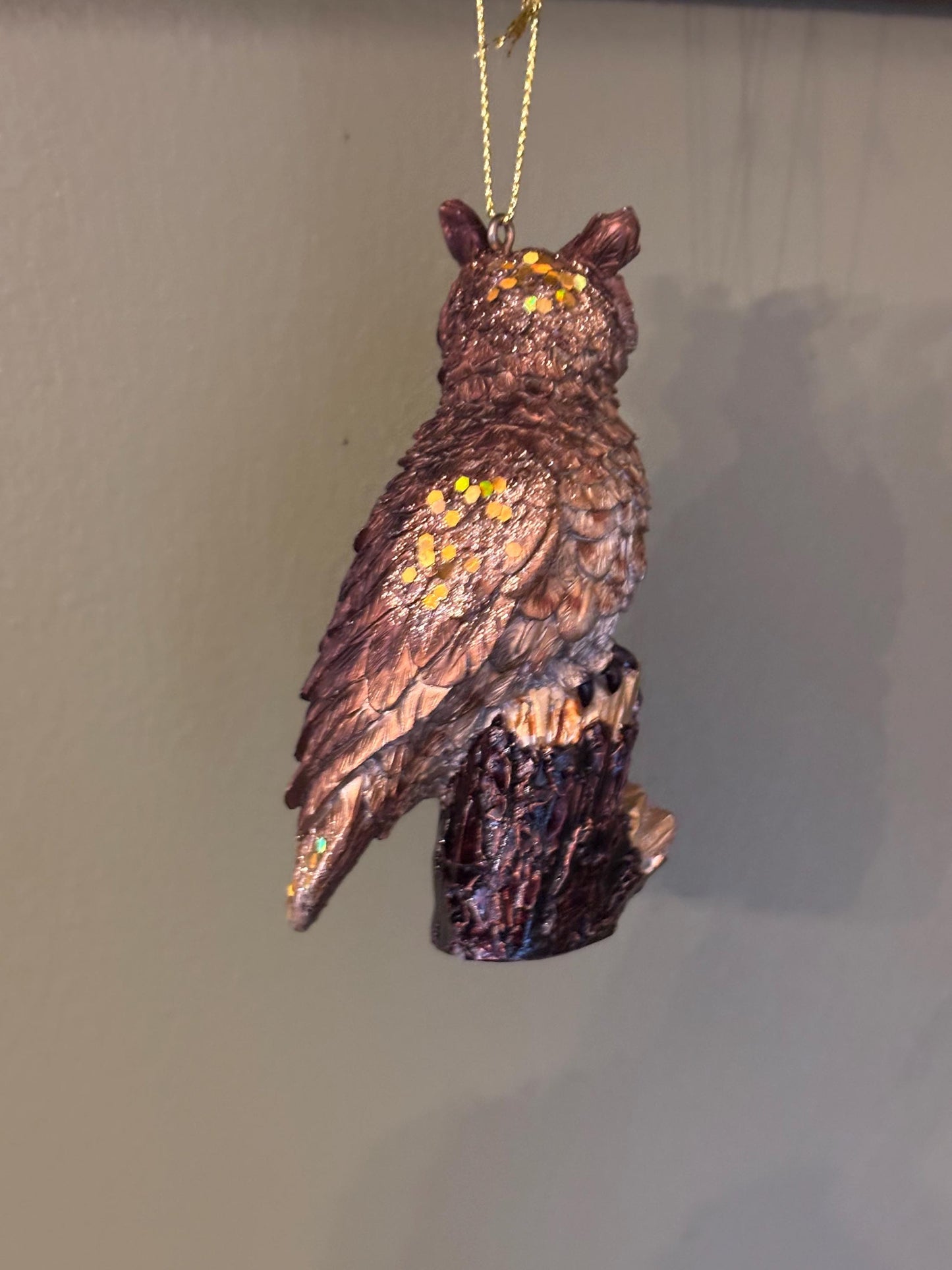 Great Horned Owl Ornament, Hand Carved Owl Figurine, Unique Gift for Her, Nature-Inspired Art