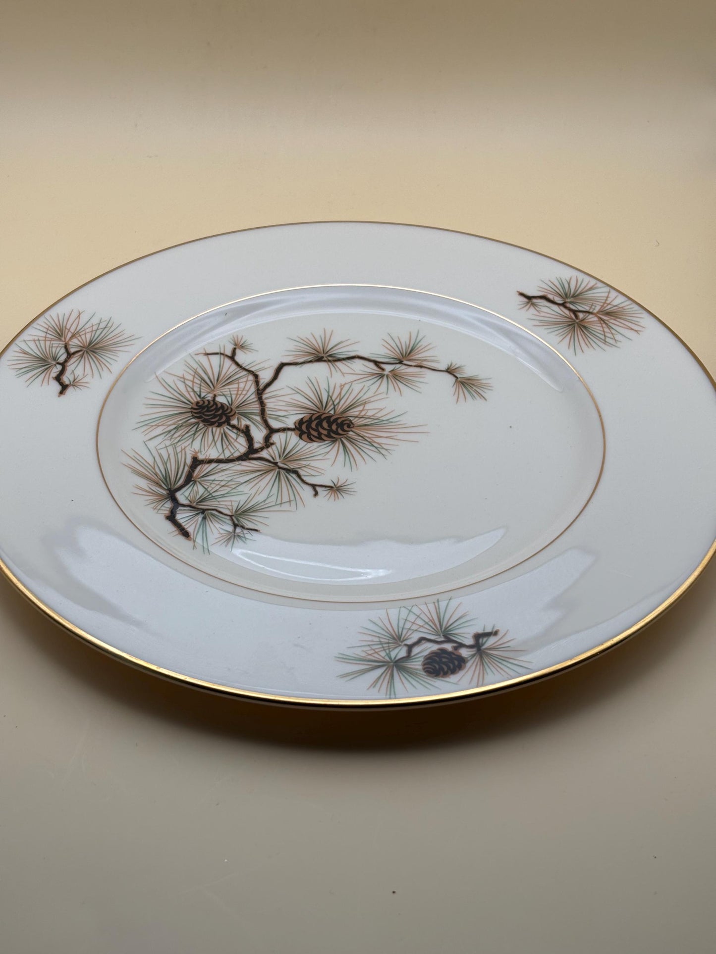 Vintage Lenox Pine Salad Plate, Bone China, Pine Cones and Needles, Lover Antiques and Vintage