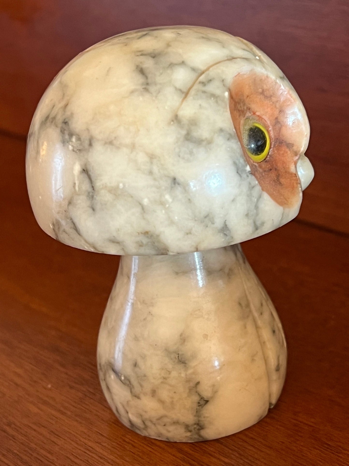 Vintage Alabaster Stone Owl Mushroom - Made in Italy