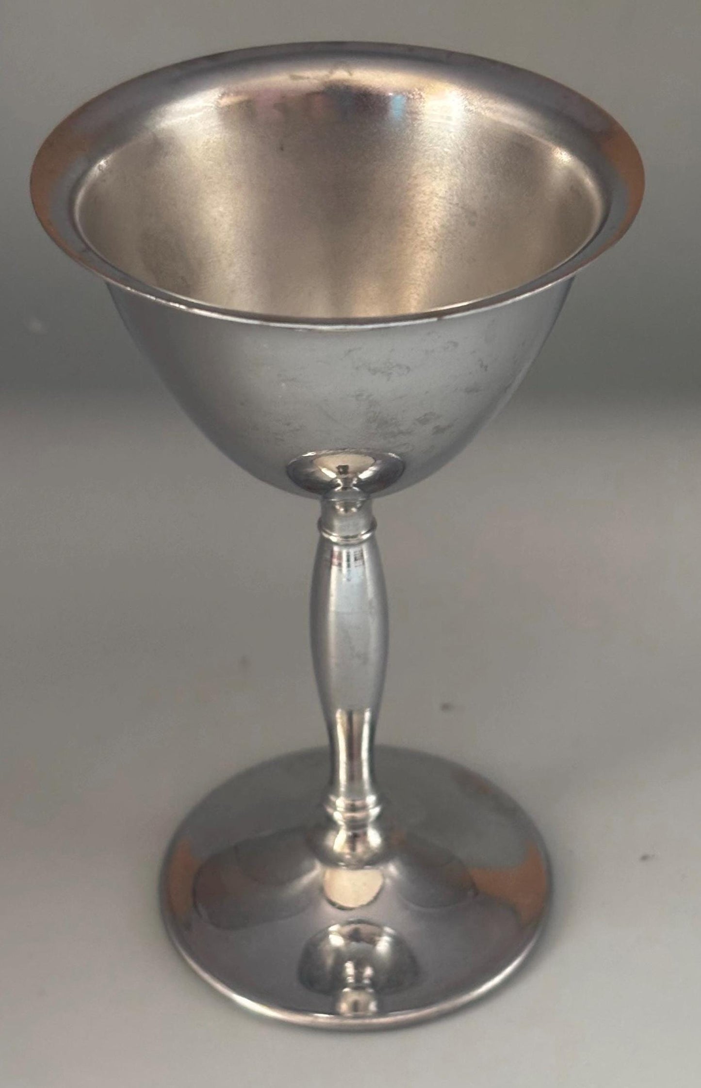 Stainless Chrome Stem Cordial Glass | Antique Silver Cup for Gift or Collecting