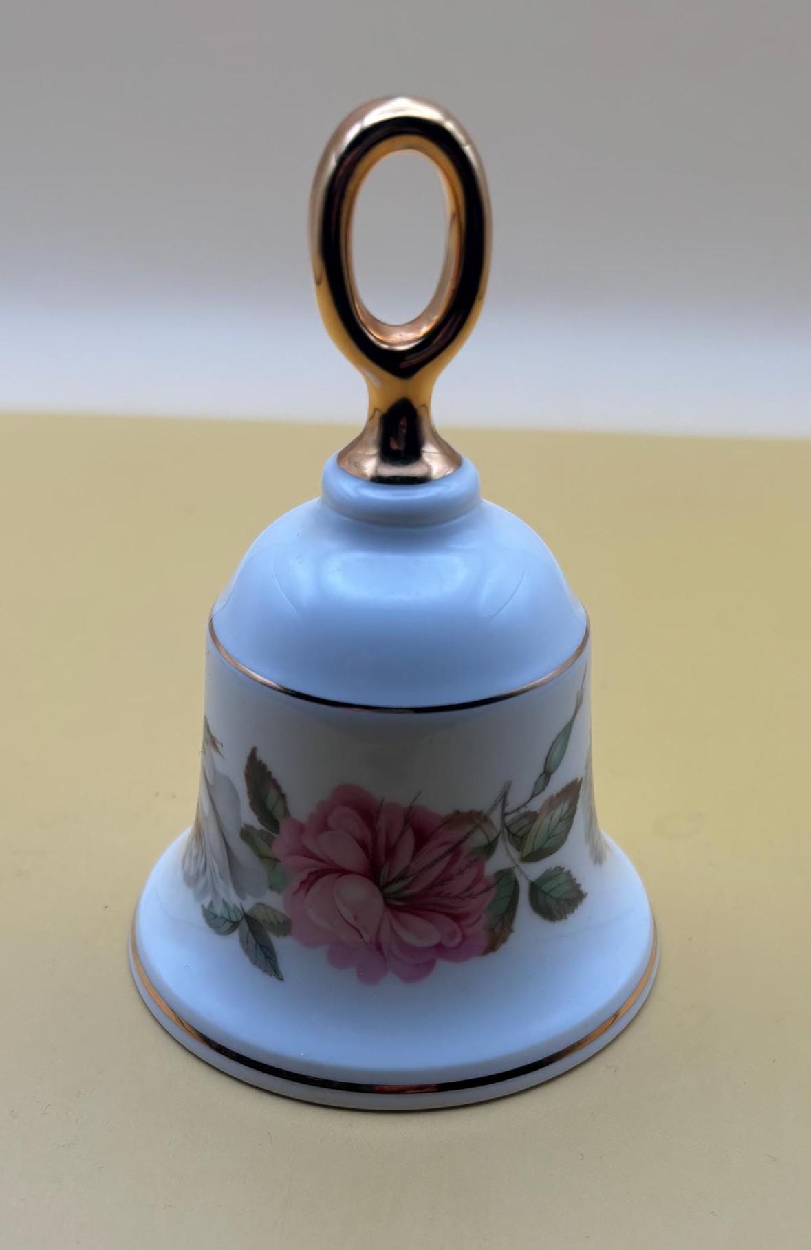 Vintage Royal Worcester Danbury Mint Floral Design & Gold Gilding Bell Lover Antiques and Vintage