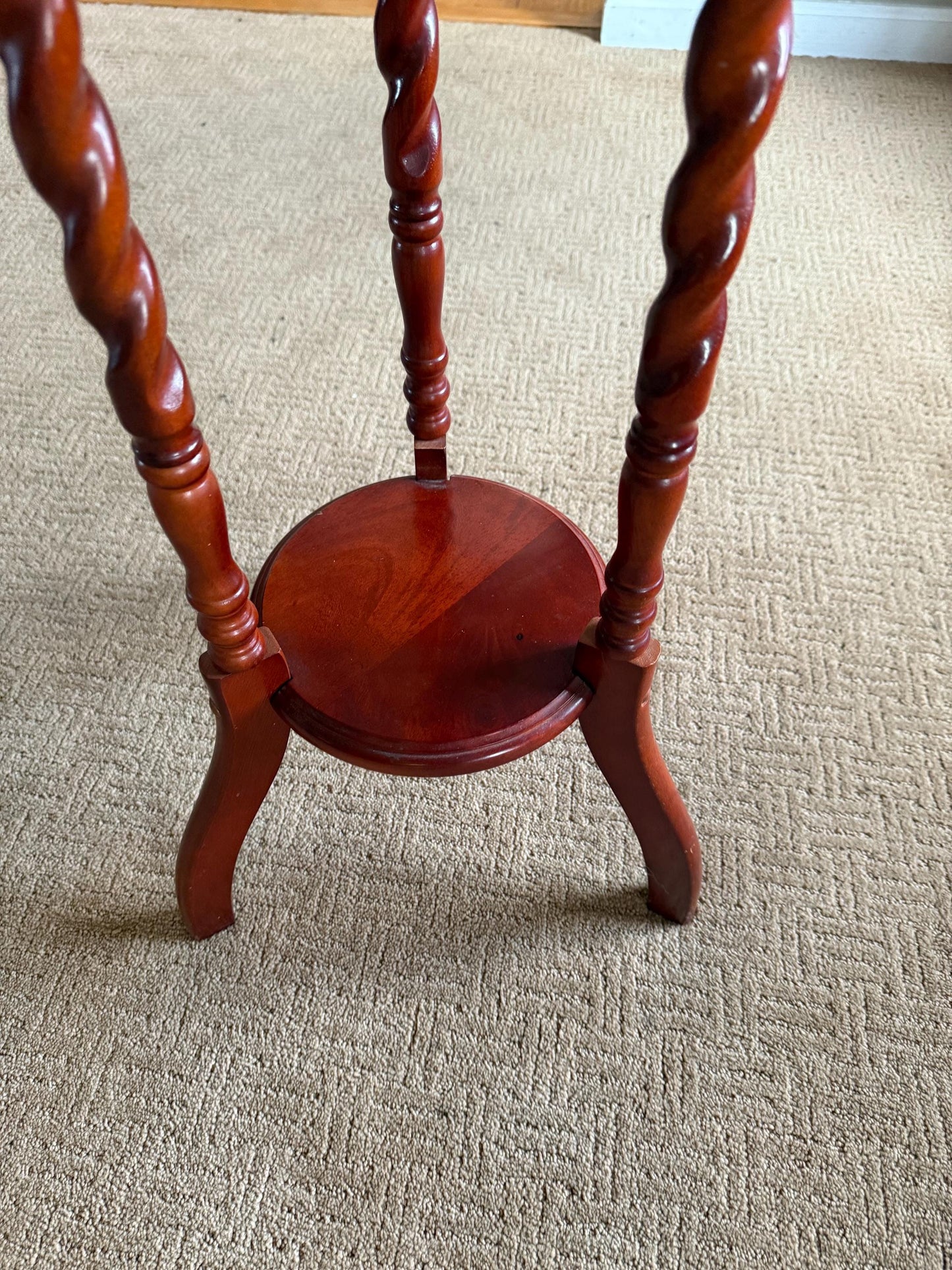 Antique Barley Twist Plant Stand: Tall Accent Table