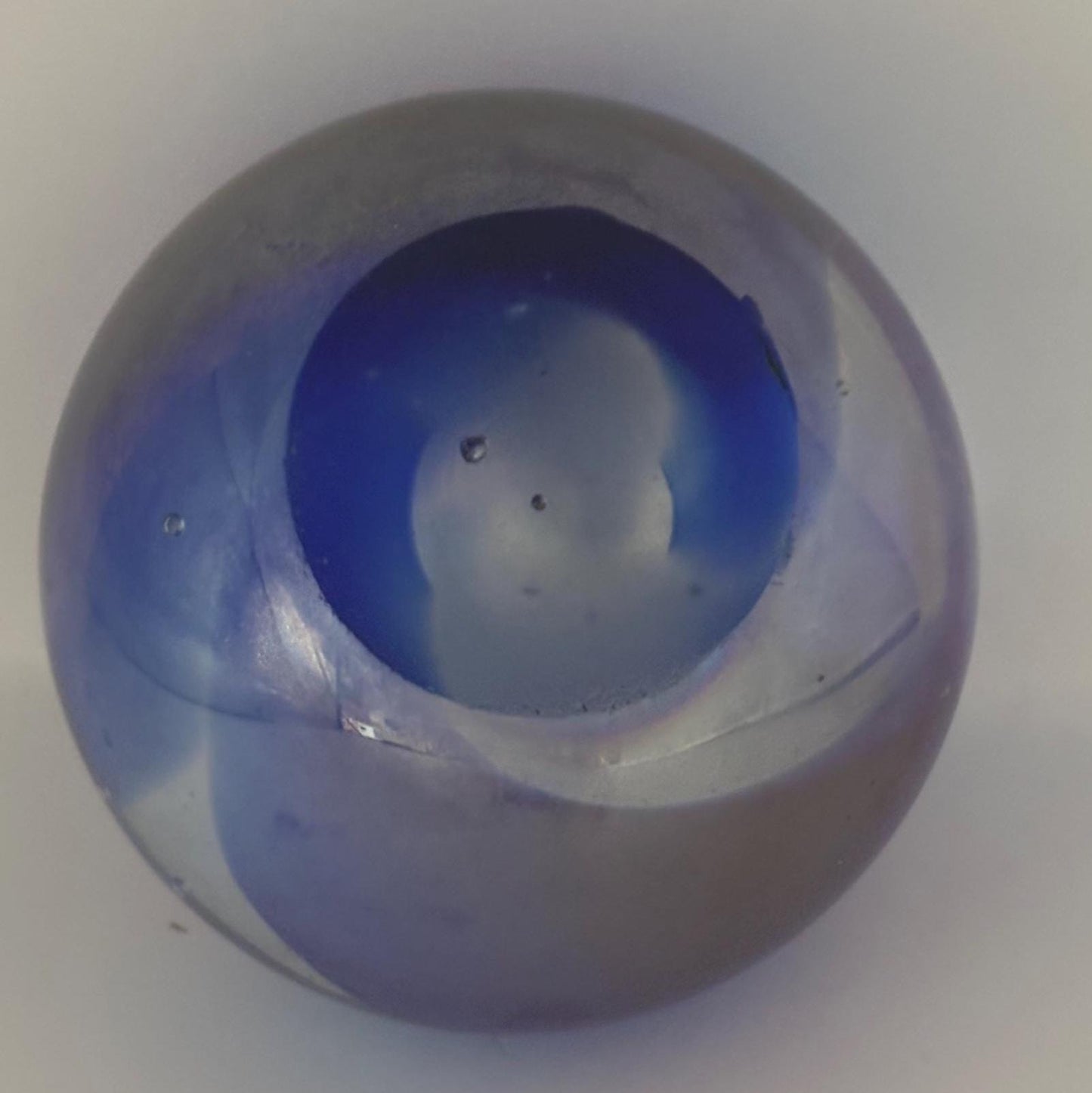Vintage Gary Levi Metallic Blue Purple Glass Paperweight Mid Century Art Object