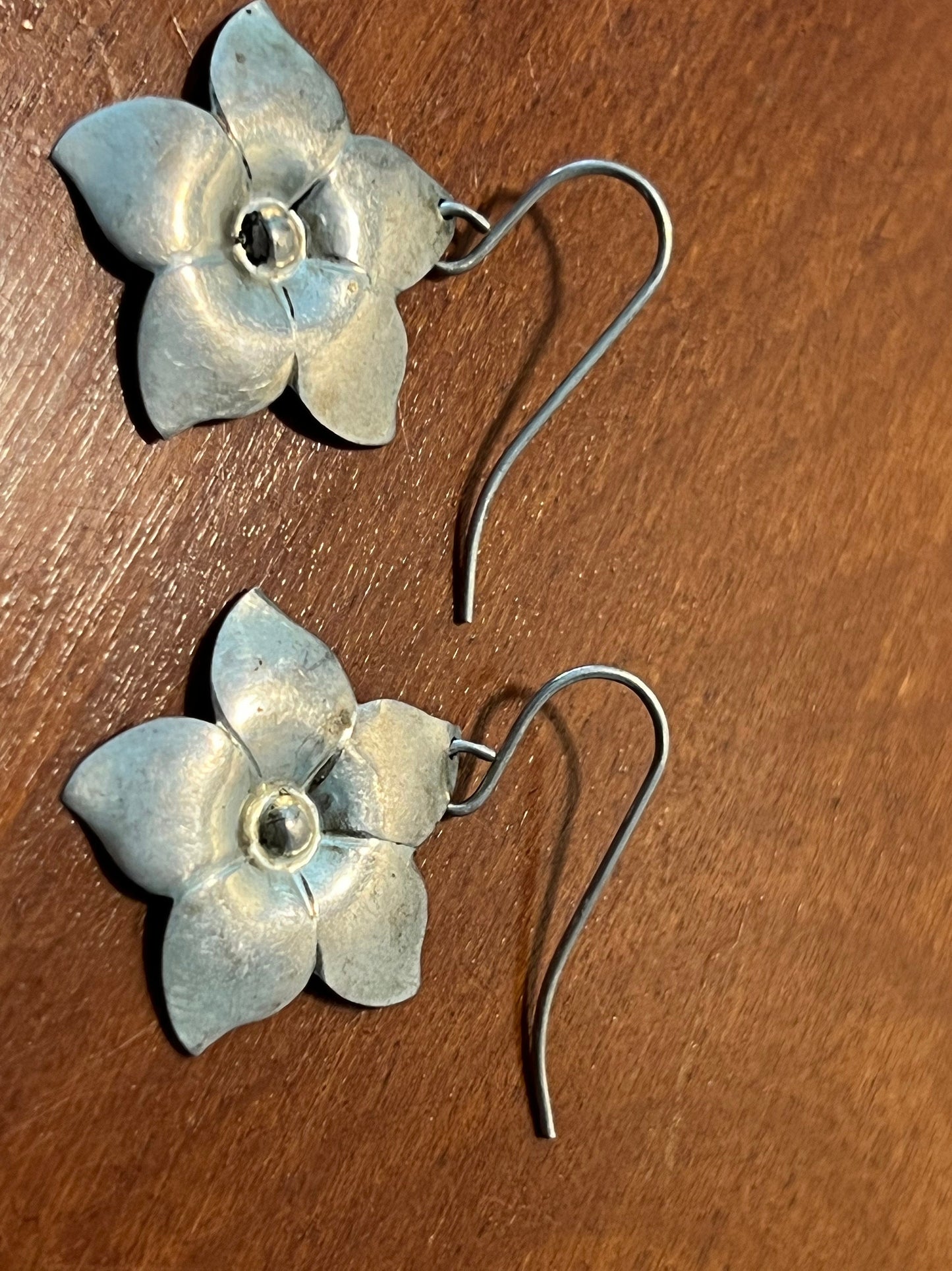 Vintage Sterling Silver Flower Earrings Hook Pierced Earring jewelry flowers